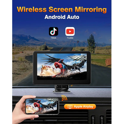 Carplay Screen for Car, 7" Wireless Portable Carplay Compatible Android Auoto, GPS Navigation, Mirror Link, Voice Control, AUX/FM